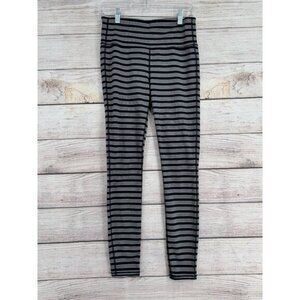 Athleta Stripe Chaturanga Leggings‎ Women's Size Medium Black/Silver